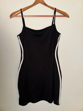 wild fable Black Slip Dress with White Side Panels